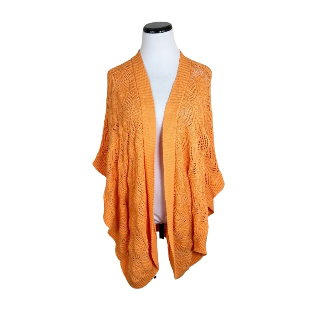 Chicos Open Front Cotton Cardigan Sweater Orange Size Small/Medium